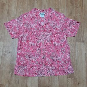 Columbia Pink Paisley Button Down Outdoor Sportswear Shirt Medium GUC